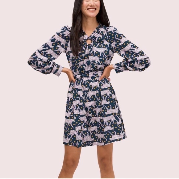 Kate Spade Printed Long Sleeve Mini Dress - Picture 1 of 10